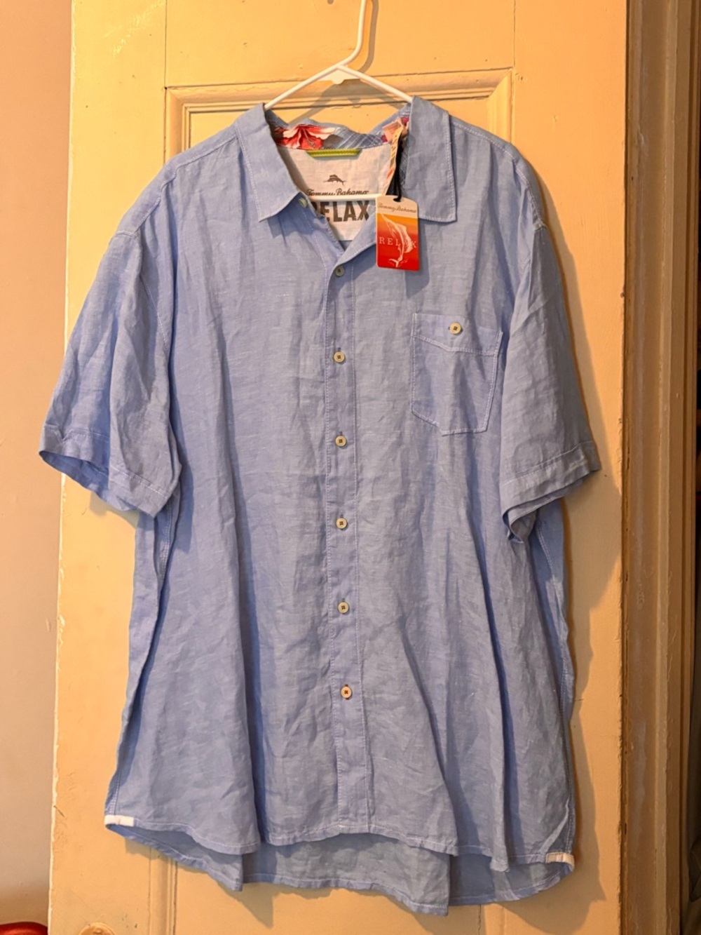 🌴 Tommy Bahama Party Breezer Linen Camp Shirt | 3XL | Clear Sky Blue NWT